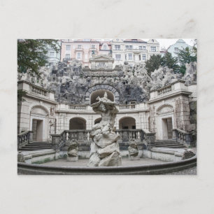 Fountain with Neptune statue in Prague Holiday Postcard