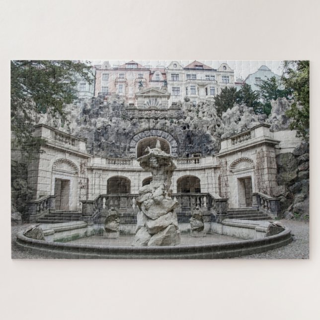 Fountain with Neptune statue in Prague Jigsaw Puzz Puzzle (Horizontal)