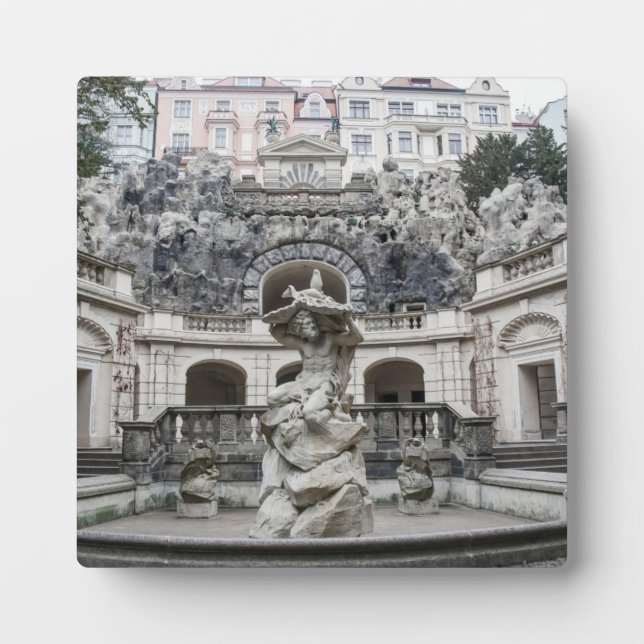 Fountain with Neptune statue in Prague Plaque (Front)