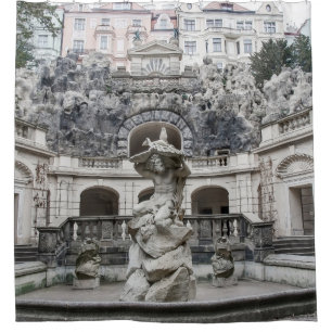 Fountain with Neptune statue in Prague Shower Curtain