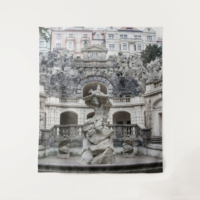 Fountain with Neptune statue in Prague Tapestry (Front)
