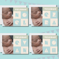 Four 4 letter name baby boy birth announcement