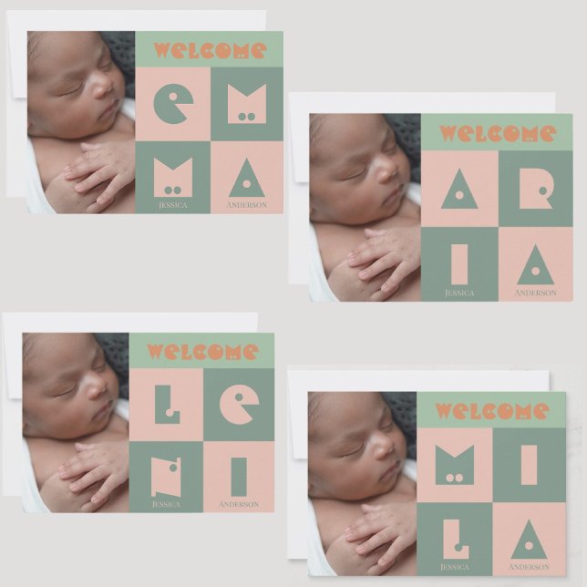 Four 4 letter name baby girl birth announcement (Creator Uploaded)