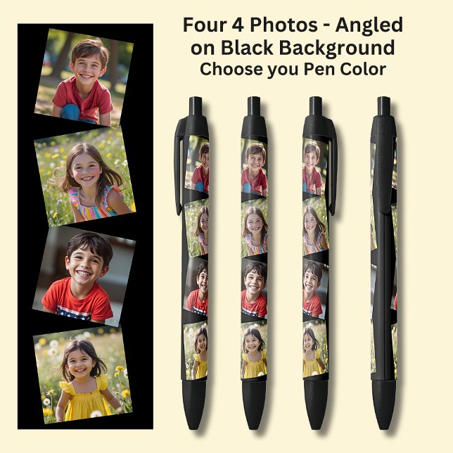 Four 4 Square Photos Angled on Black on Black Black Ink Pen (Creator Uploaded)