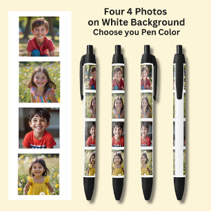 Four 4 Square Photos on White on Black Ink Pen