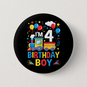Four 4yr 4th Kids Boys Girls Train Birthday Boy 4 6 Cm Round Badge