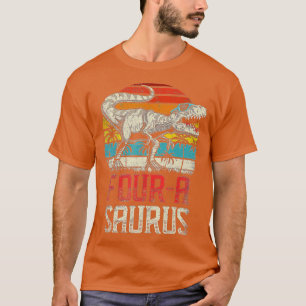 Four a Saurus 4th Dinosaur Birthday T Rex 4 Years T-Shirt