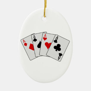 Four Aces (Four of a Kind) Poker Playing Cards Ceramic Tree Decoration