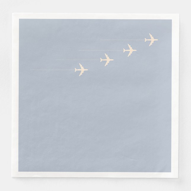 Four Aeroplanes Flying Through Dusty Blue Sky Napkin (Front)