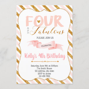 Four and fabulous birthday invitation