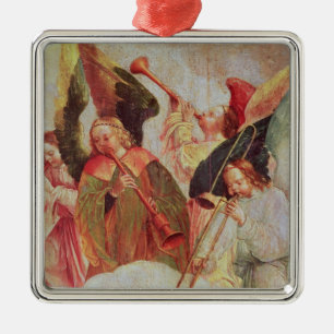 Four angels playing instruments metal tree decoration