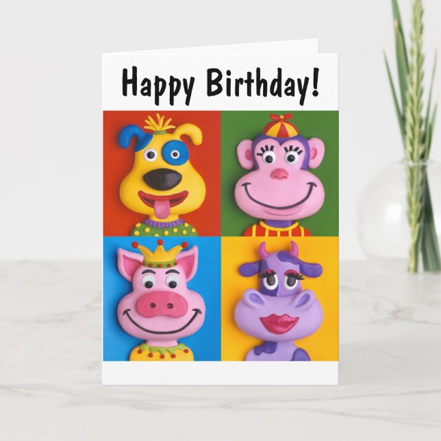 Four Animal Faces Card (Front)