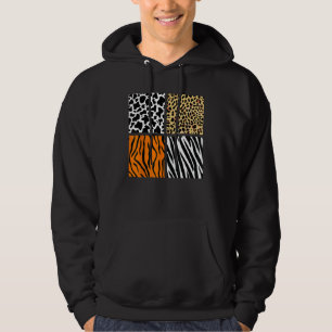 Four Animal Pattern Cow Tiger Leopard Zebra Animal Hoodie