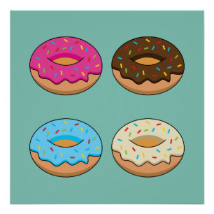 Four Assorted Donuts Pattern Poster