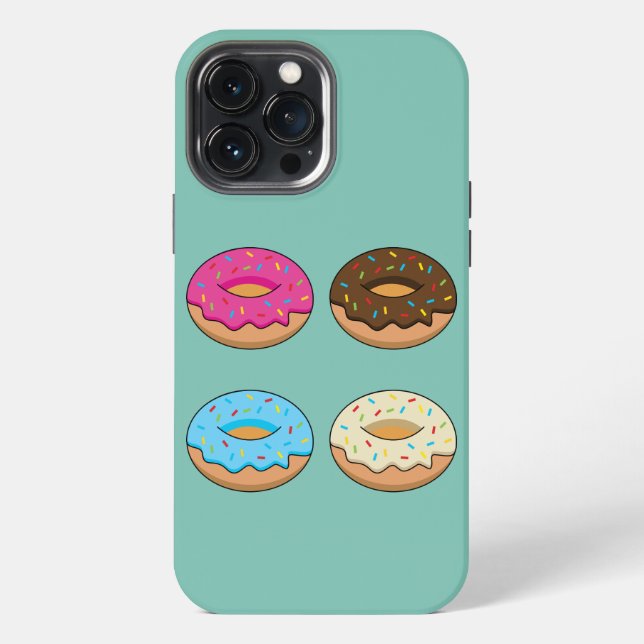 Four Assorted Doughnuts Pattern iPhone Case (Back)