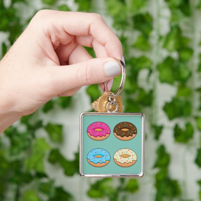 Four Assorted Doughnuts Pattern Key Ring (Hand)