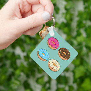 Four Assorted Doughnuts Pattern Key Ring