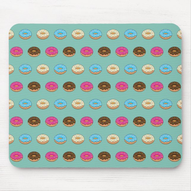 Four Assorted Doughnuts Pattern Mouse Pad (Front)