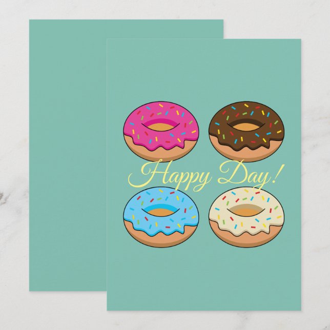 Four Assorted Doughnuts Pattern | Personalise Holiday Card (Front/Back)
