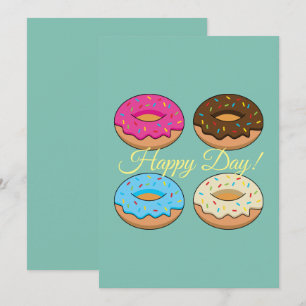 Four Assorted Doughnuts Pattern   Personalise Holiday Card