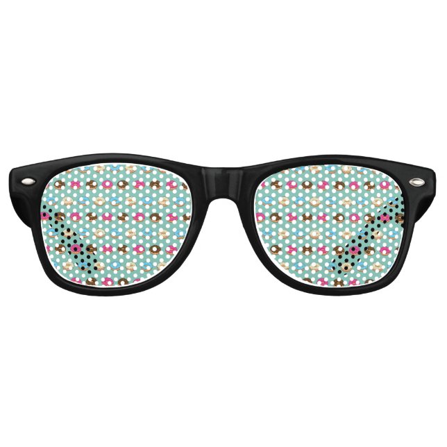 Four Assorted Doughnuts Pattern Retro Sunglasses (Front)