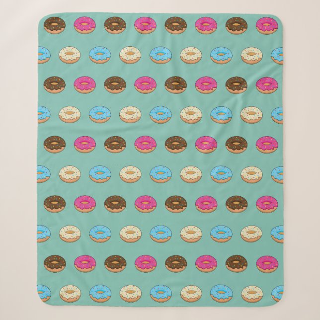 Four Assorted Doughnuts Pattern Sherpa Blanket (Front)