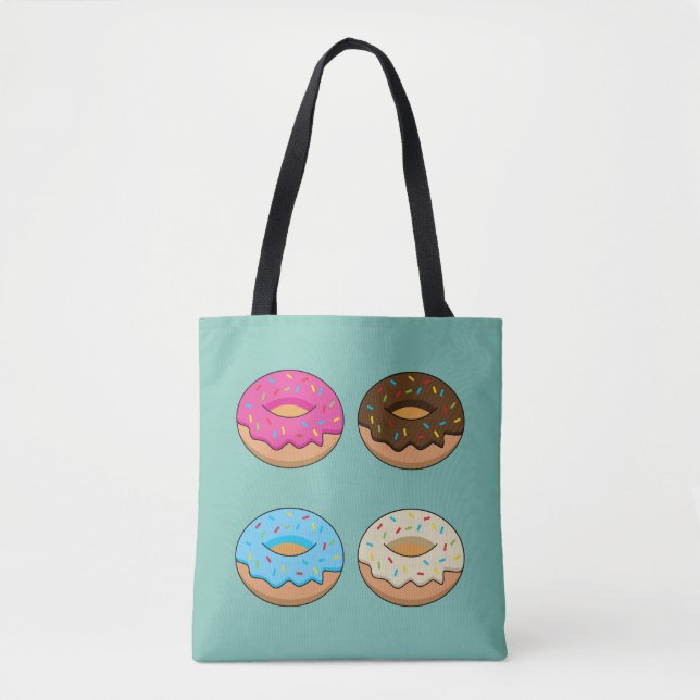 Four Assorted Doughnuts Pattern Tote Bag (Front)