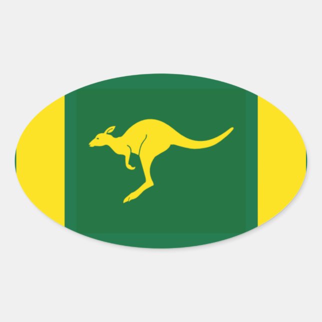 FOUR Aussie Colours Kangaroo Oval Sticker (Front)