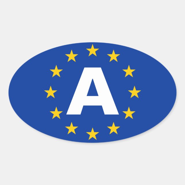 FOUR Austria "A" European Union Flag Oval Sticker (Front)