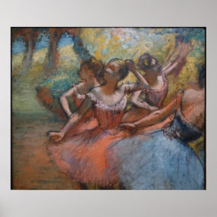 Four Ballet Dancers on Stage by Degas Poster