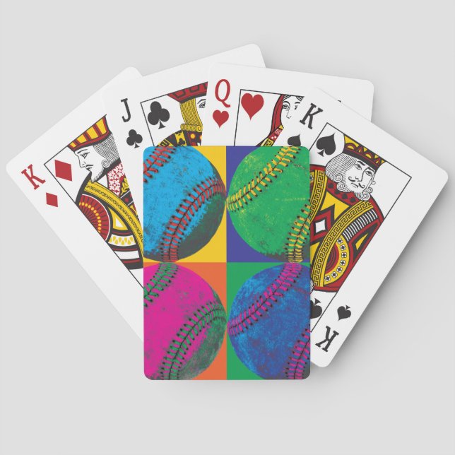 Four Baseballs in Different Colours Playing Cards (Back)