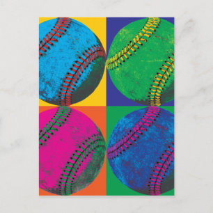 Four Baseballs in Different Colours Postcard