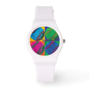 Four Baseballs in Different Colours Watch