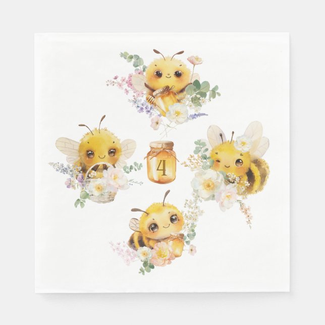 Four Bees Napkins (Front)