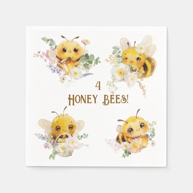 Four Bees Napkins (Front)