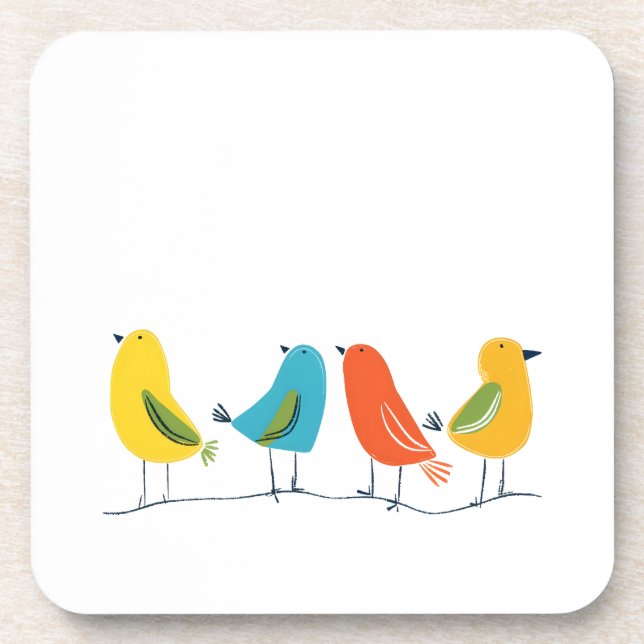 Four Birds of Different Feathers Flock Together Coaster (Front)