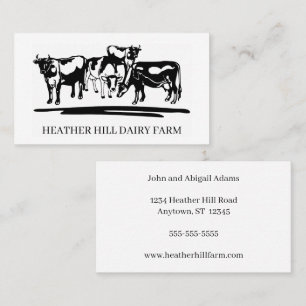 Four Black and White Cows Dairy Farm Business Card