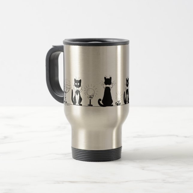 Four Black Cats, Louis Wain Mug (Front Left)