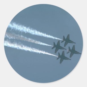 Four Blue Angels In Diamond Formation Classic Round Sticker