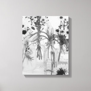 Four Bottles And White Flowers Canvas Print