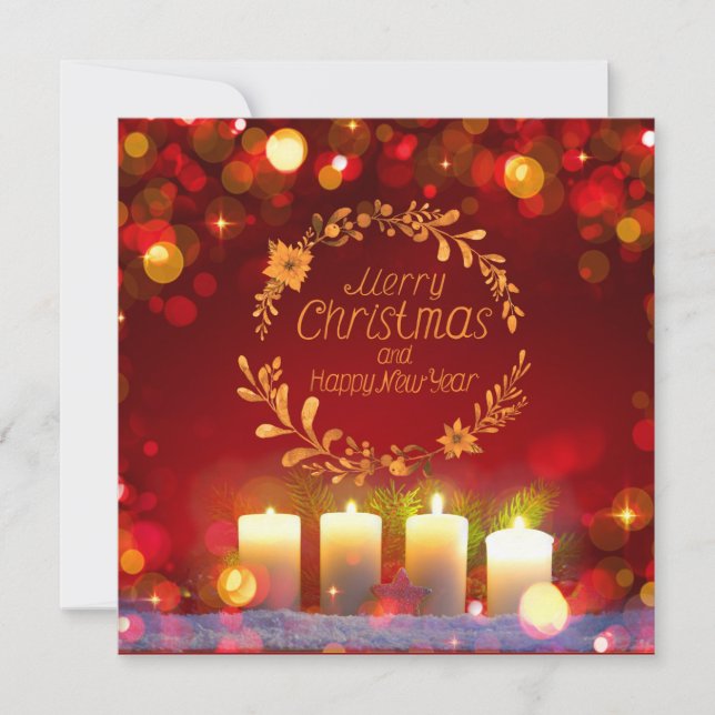 Four burning Advent candles and decoration. Card (Front)