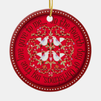 Four calling birds ceramic tree decoration