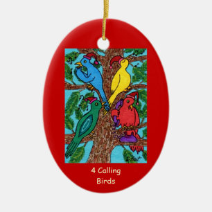 Four Calling Birds Ceramic Tree Decoration
