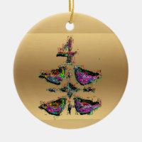 Four calling birds gold Christmas Decoration