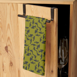Four Calling Birds Retro Mid-Century Cut-Out 1 Tea Towel