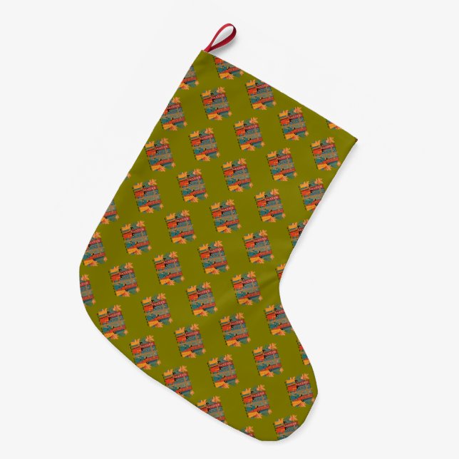 Four Calling Birds The Gospels Cut-Out Stencil Large Christmas Stocking (Front (Hanging))