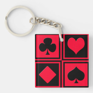 Four card suits key ring