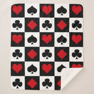 Four card suits sherpa blanket