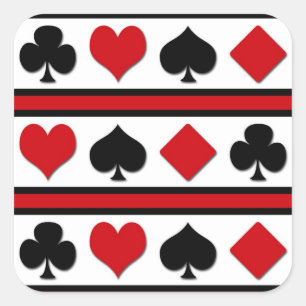 Four card suits square sticker