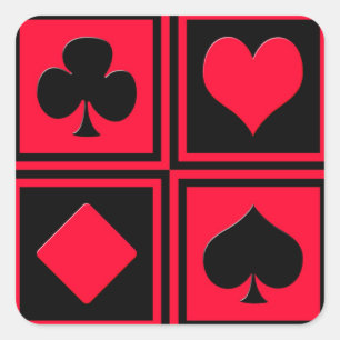 Four card suits square sticker